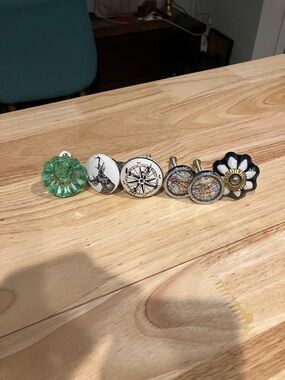 Anthropologie Mixed Decorative Drawer Knobs in Green, White, Black, Multicolor